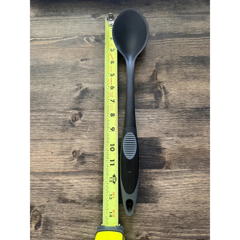 Rubbermaid Nylon Mixing Spoon 13in Black Gray Excellent Heat Resistant